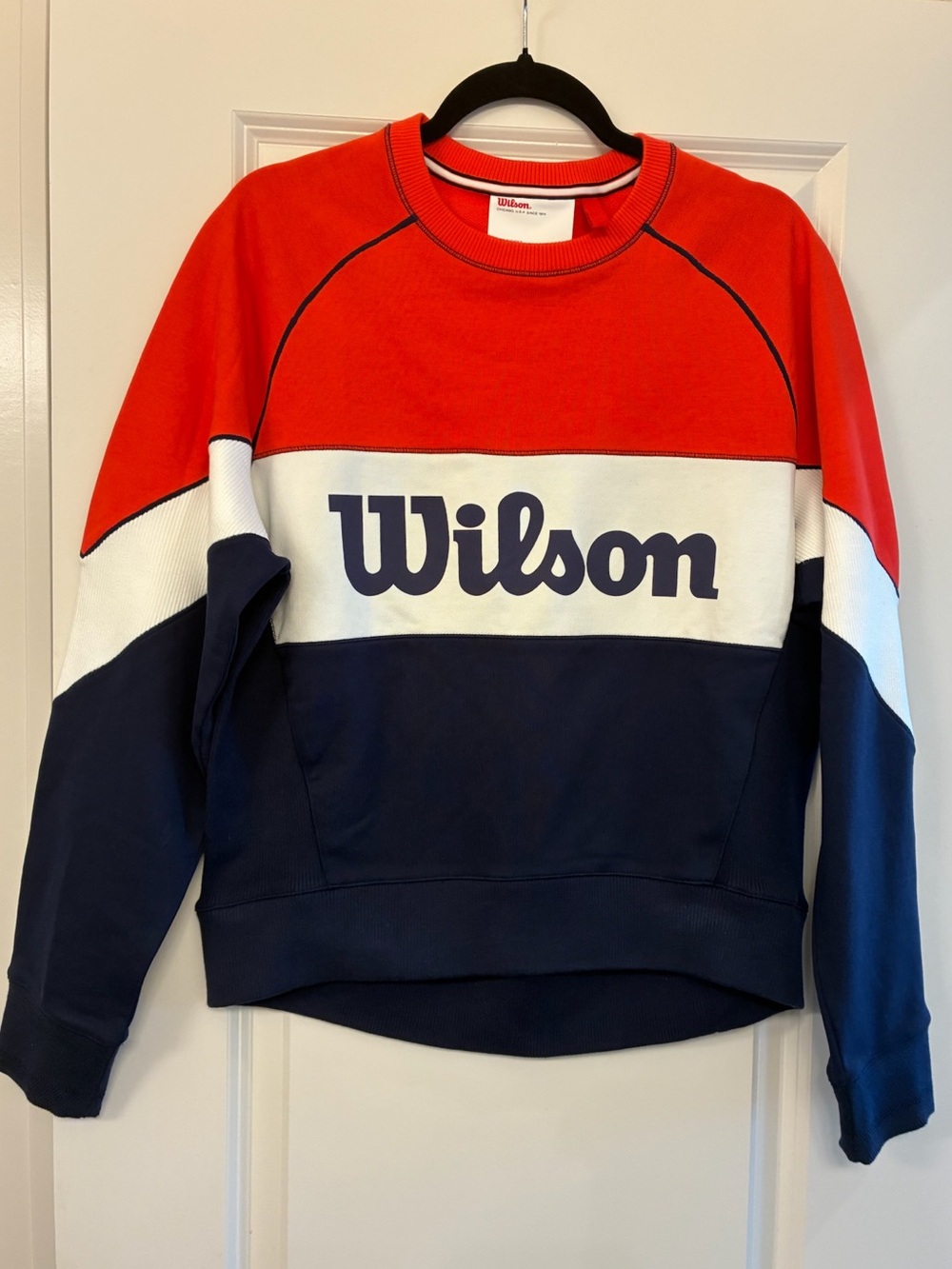 WILSON Millenium Crewneck Logo Sweater Red White Blue Women's Size Medium